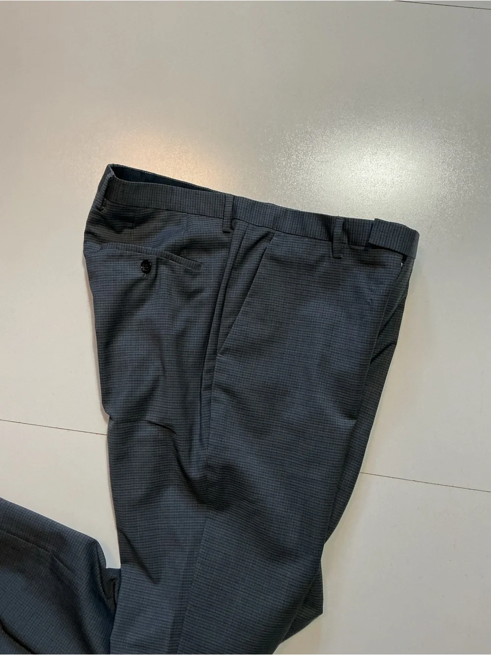 Hugo Boss Sharp Sharp1 100% Virgin Wool Grid Check Men's Dress Trouser Pants